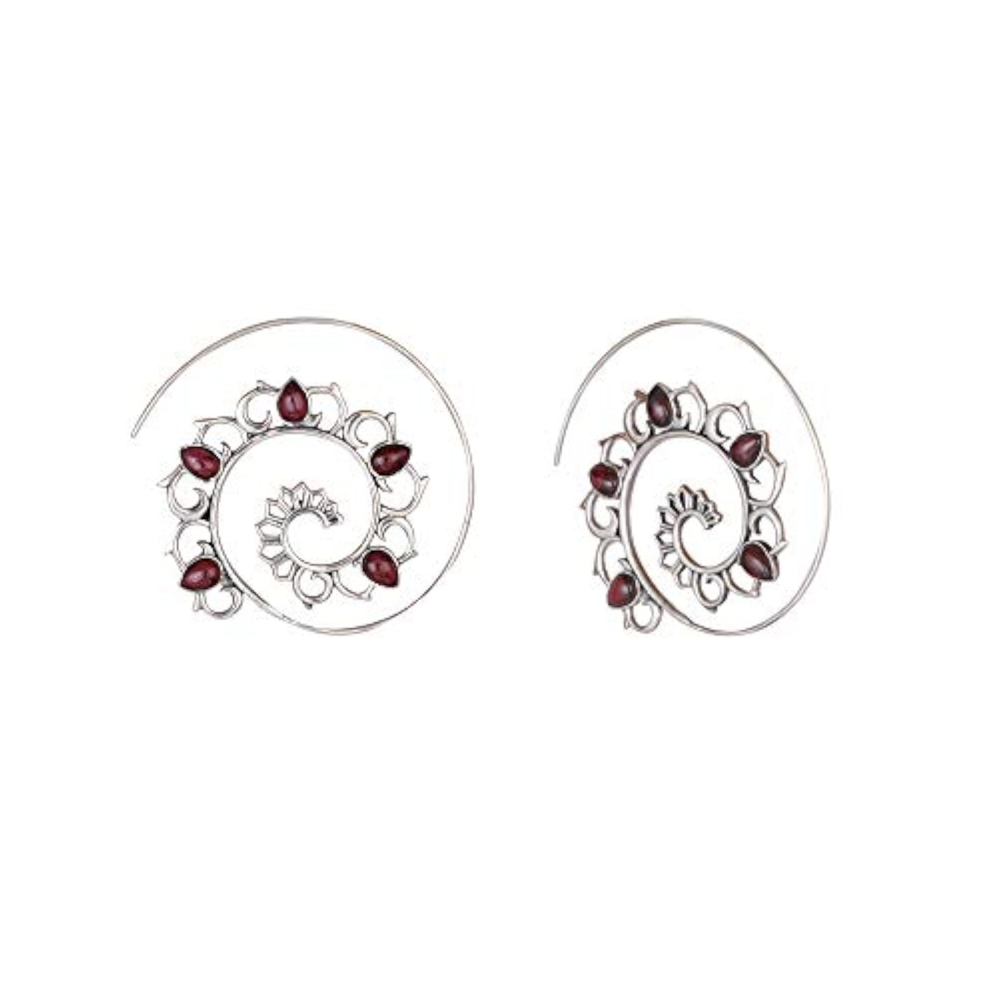 SilverTree925 Natural Garnet Earrings for Girls and Women